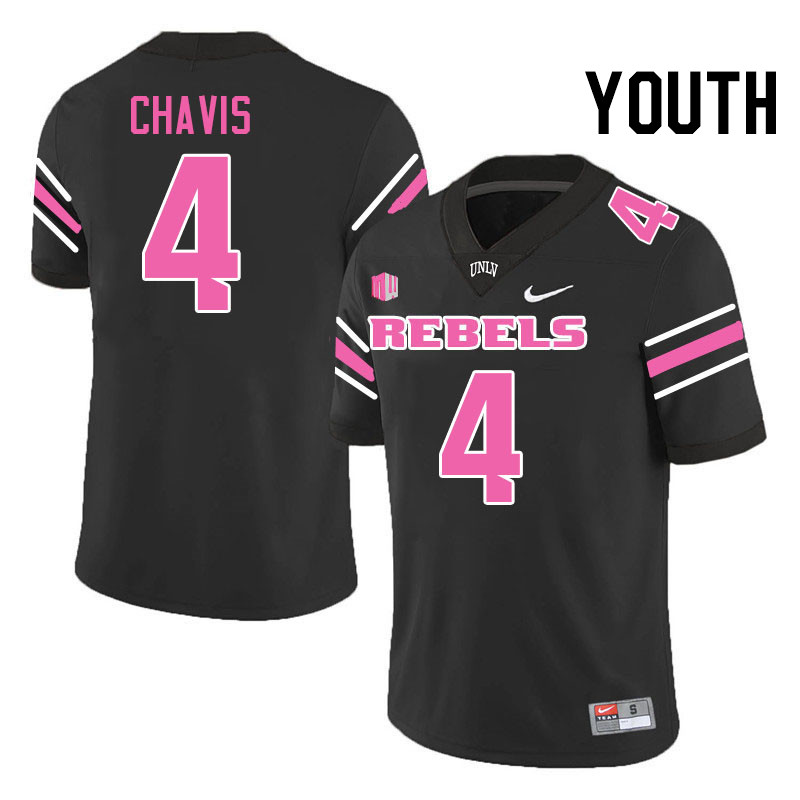 Youth #4 Malik Chavis UNLV Rebels College Football Jerseys Stitched-Black